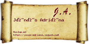Jónás Adriána névjegykártya